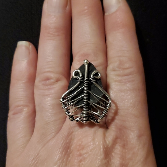 New Unique Wire Wrapped Black Tourmaline Ring. - Picture 14 of 14